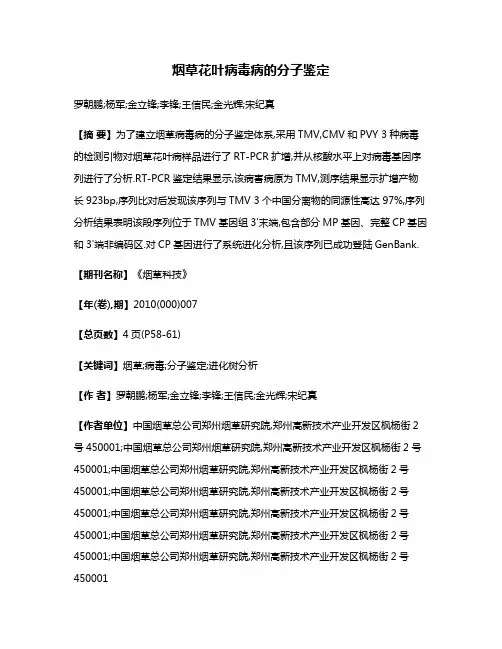 烟草花叶病毒病的分子鉴定