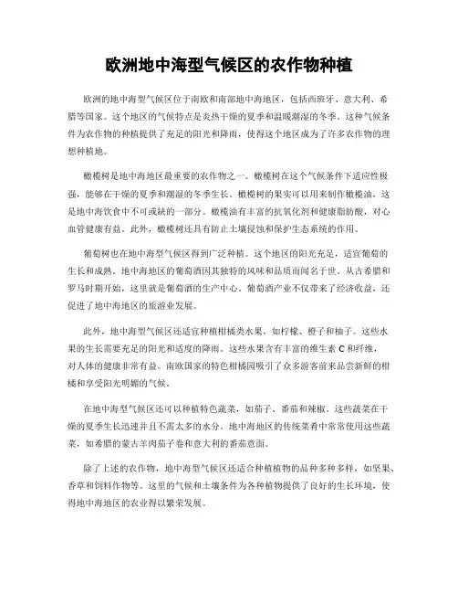 欧洲地中海型气候区的农作物种植