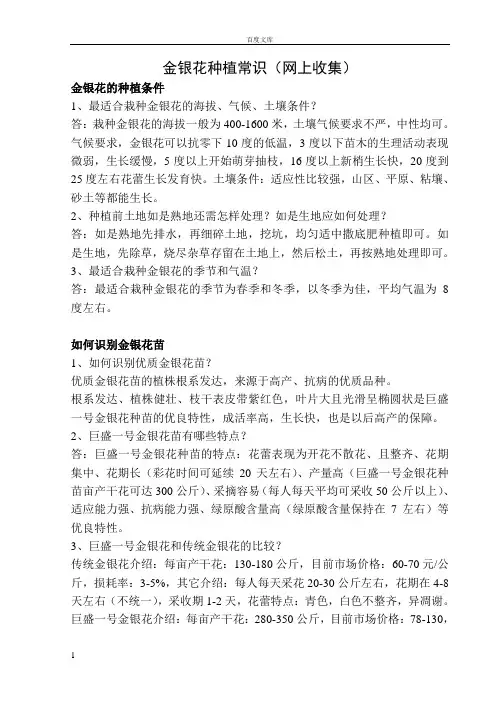 金银花种植常识