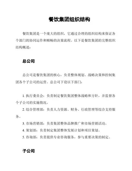 餐饮集团组织结构