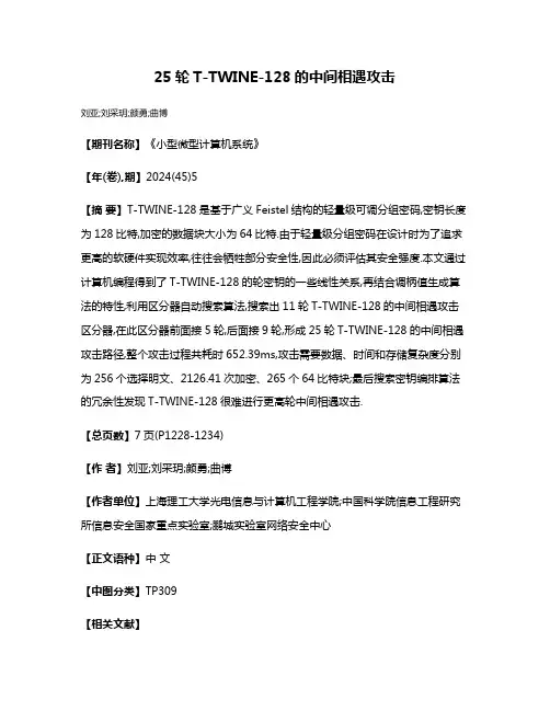 25轮T-TWINE-128的中间相遇攻击