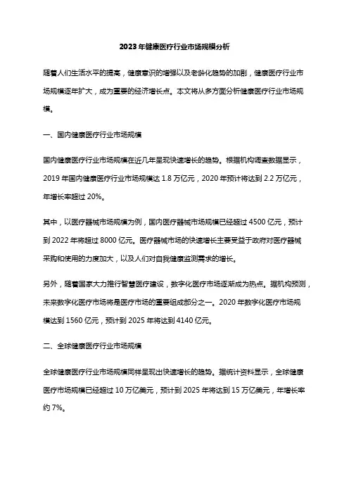 2023年健康医疗行业市场规模分析