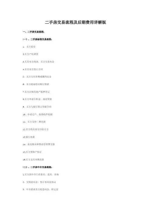 二手房交易流程及后期费用详解版