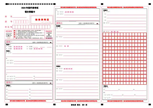2024年初升高考试语文答题卡