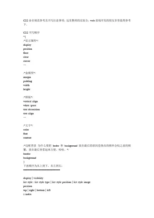 CSS命名规范参考及书写注意事项