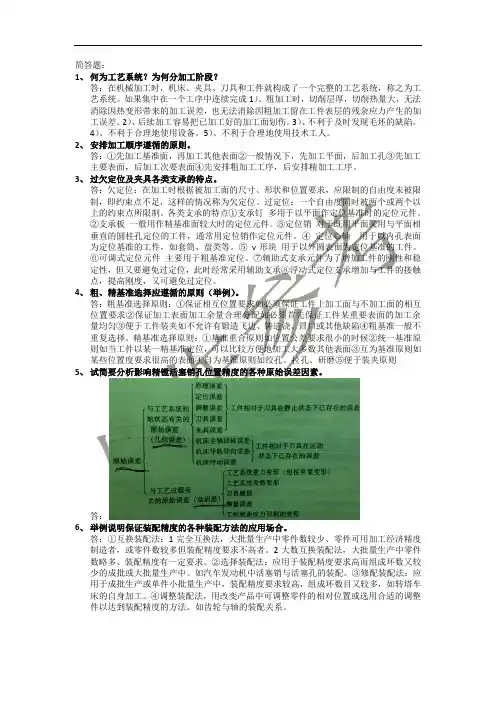 机械制造工艺考试简答题