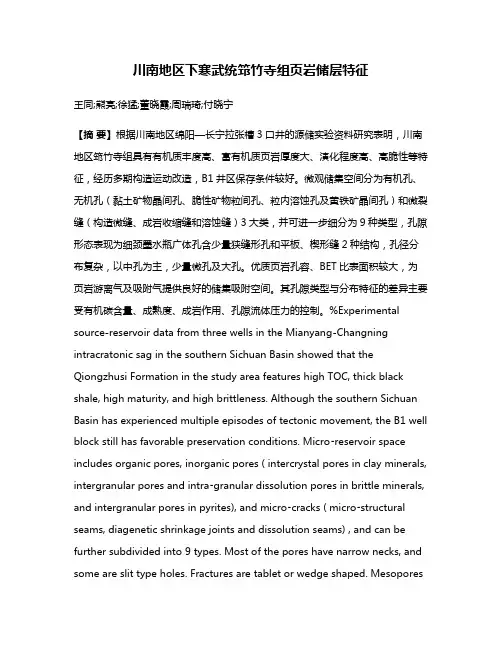 川南地区下寒武统筇竹寺组页岩储层特征