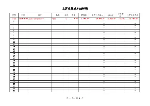 主营业务成本结转表