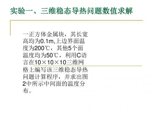 三维稳态导热问题数值求解 实验内容的ppt讲解