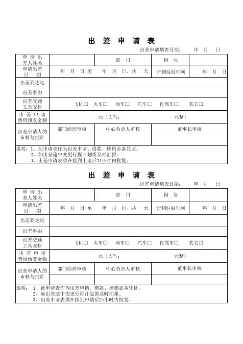出差申请表