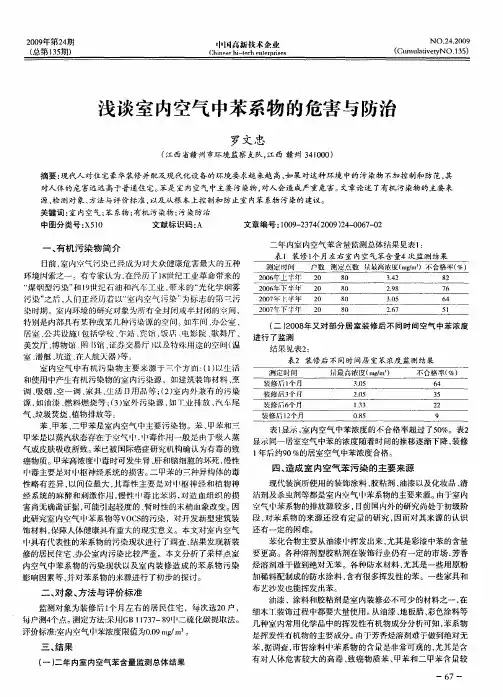 浅谈室内空气中苯系物的危害与防治