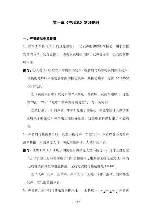 新人教版初中物理复习提纲