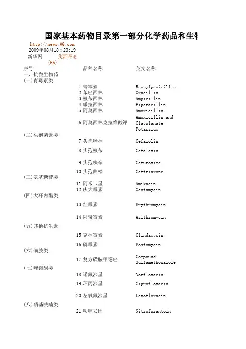 国家基本药物目录307