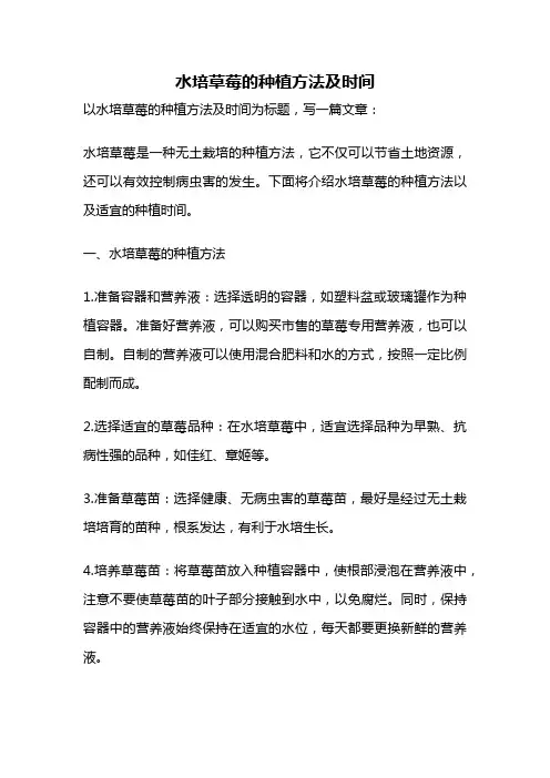 水培草莓的种植方法及时间