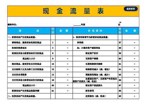 现金流量表(自动生成)模板【excel表格通用模板】