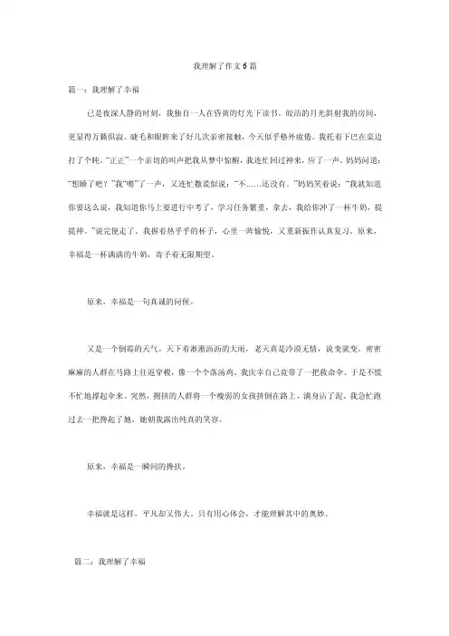 我理解了作文6篇