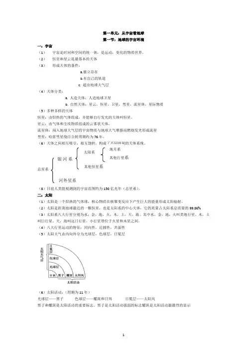 鲁教版自然地理(必修一)知识总结大全