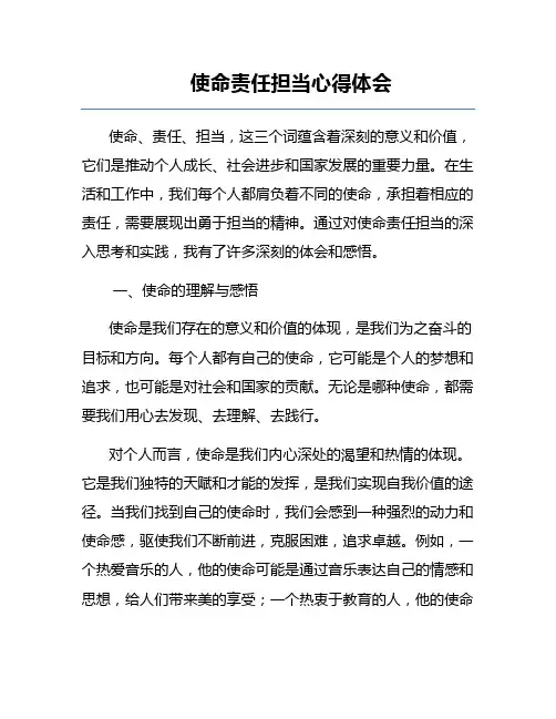 使命责任担当心得体会