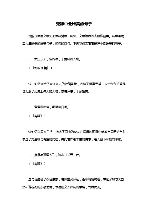 楚辞中最唯美的句子
