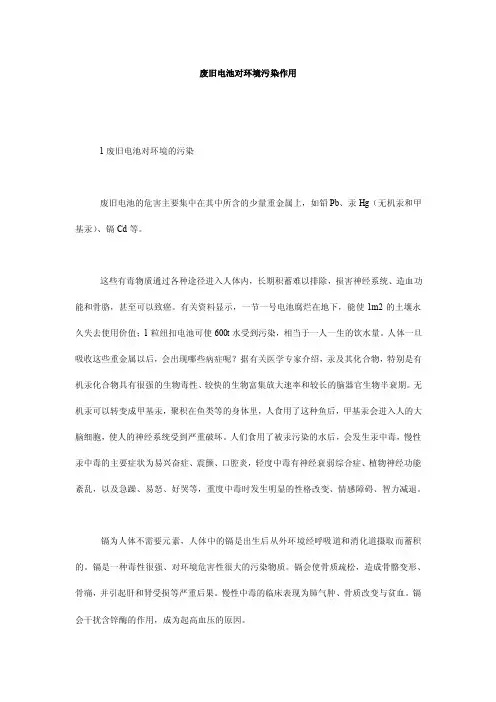 废旧电池对环境污染作用