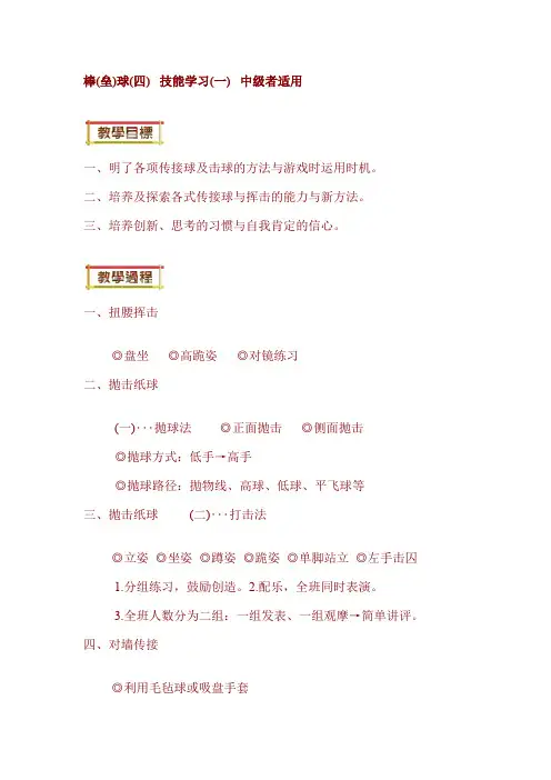 【体育教程】   棒(垒)球(四)  技能学习