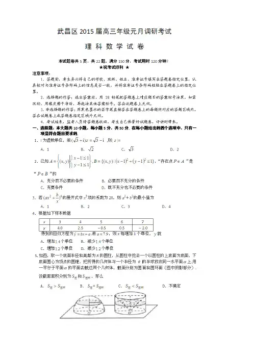 湖北省武汉市武昌区高三元月调考——数学(理)数学(理)