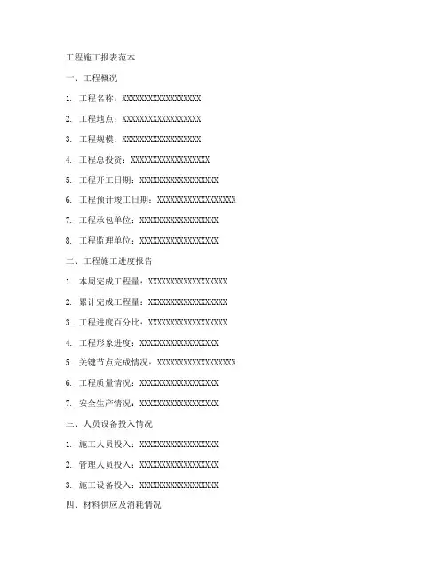 工程施工报表范本