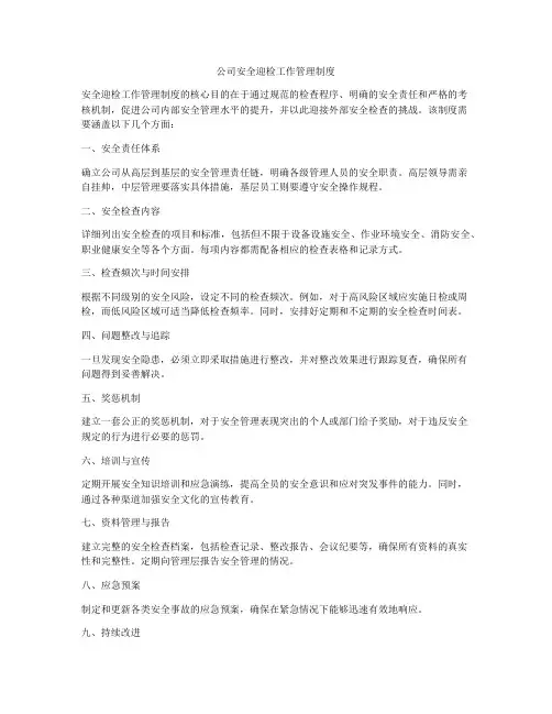 公司安全迎检工作管理制度