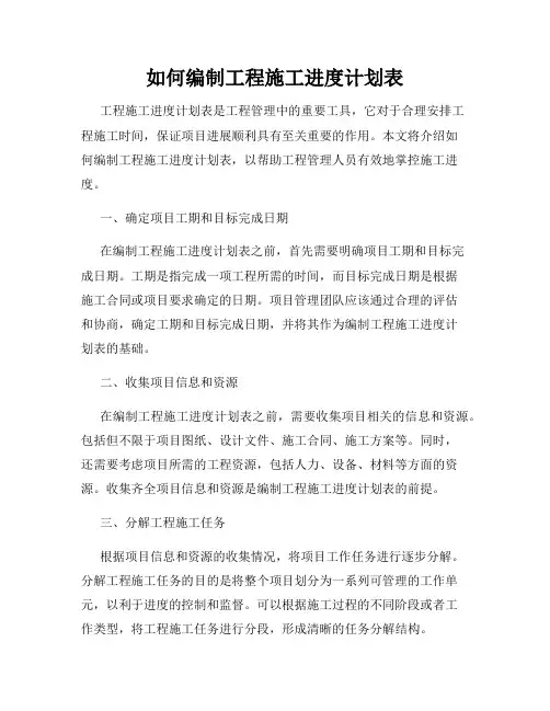 如何编制工程施工进度计划表