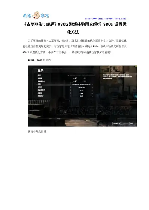 《古墓丽影：崛起》980ti游戏体验图文解析 980ti设置优化方法