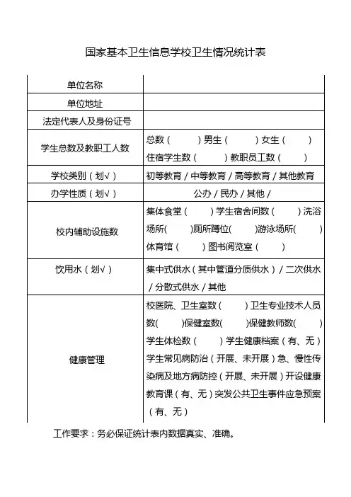2.国家基本卫生信息学校卫生情况统计表.附表二