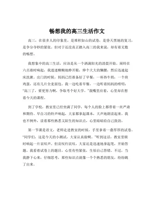 畅想我的高三生活作文