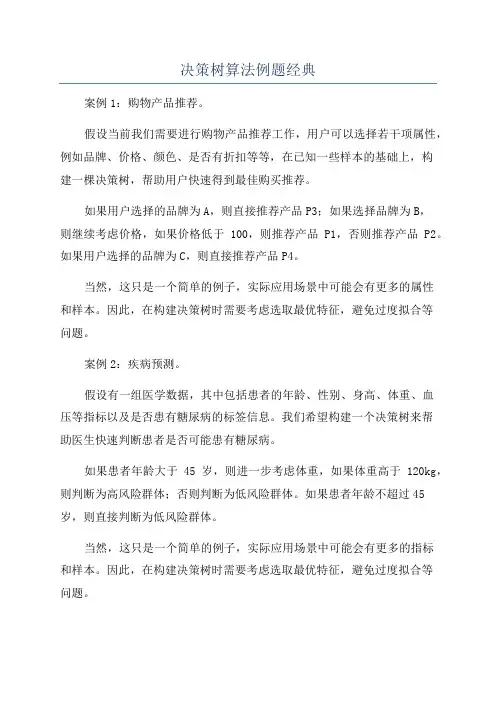 决策树算法例题经典