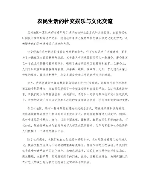 农民生活的社交娱乐与文化交流