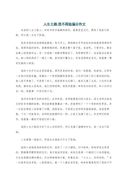 人生之路,我不孤独满分作文