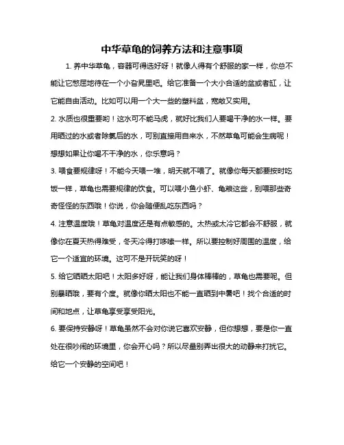 中华草龟的饲养方法和注意事项