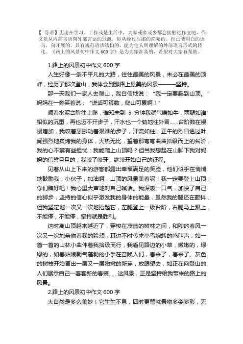 路上的风景初中作文600字【精选5篇】