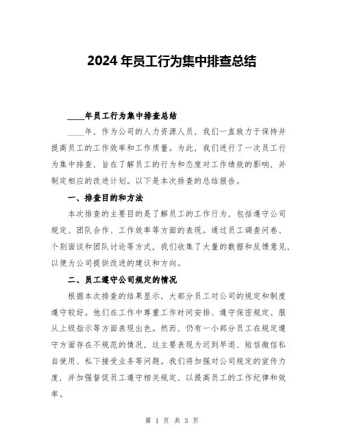 2024年员工行为集中排查总结