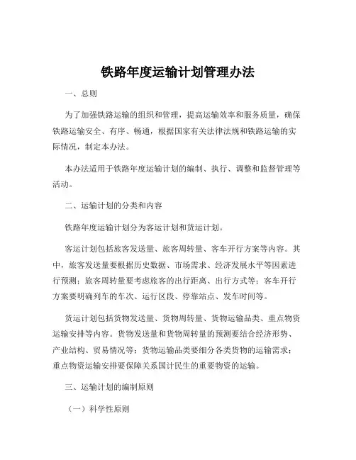 铁路年度运输计划管理办法