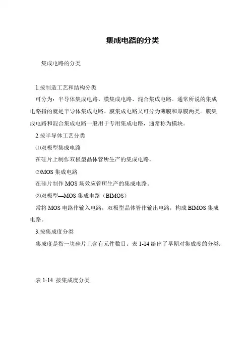 集成电路的分类