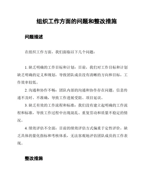 组织工作方面的问题和整改措施