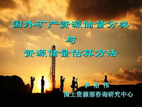 国外矿产资源储量分类与估算方法讲义