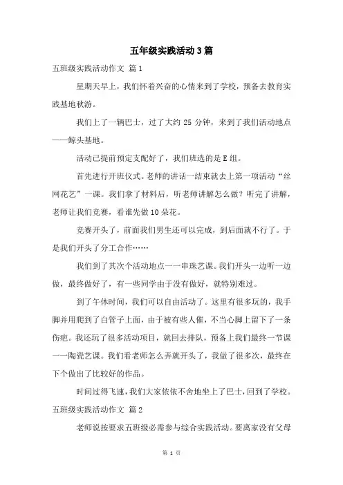 五年级实践活动3篇