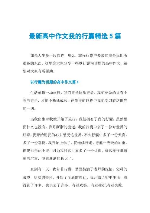 最新高中作文我的行囊精选5篇