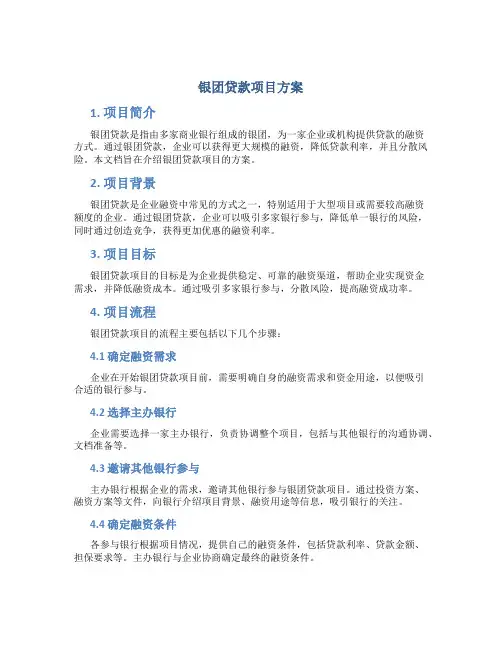 银团贷款项目方案
