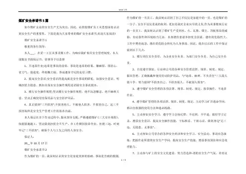 煤矿安全承诺书5篇
