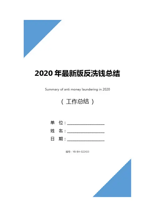 2020年最新版反洗钱总结