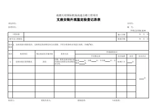 100、支座安装外观鉴定检查记录表(外观记录表8.12.6)