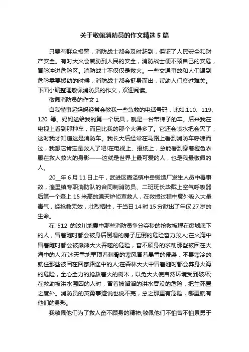 关于敬佩消防员的作文精选5篇