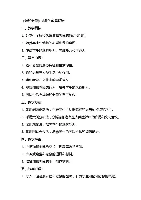 《猫和老鼠》优秀的教案设计